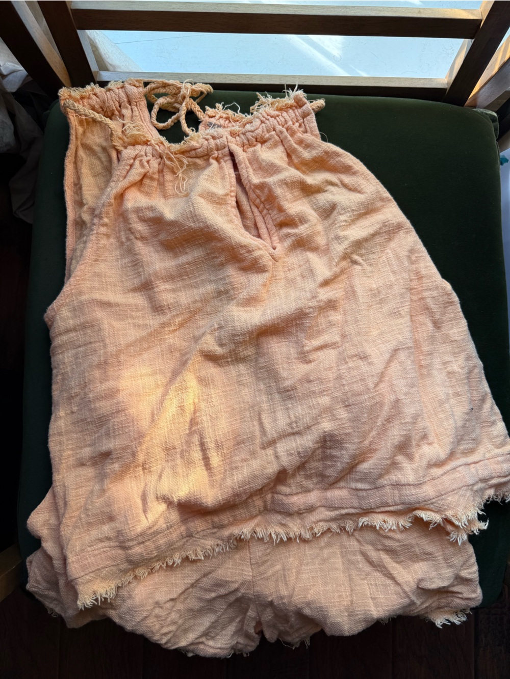 Free People Light Orange Two Piece Tank and Shorts Set, Size M, EUC - Picture 7 of 9